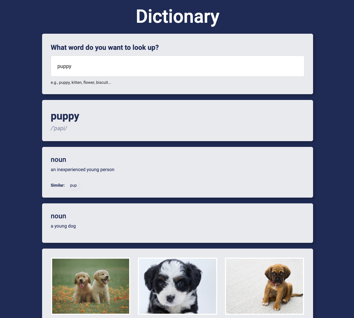 Dictionary app preview