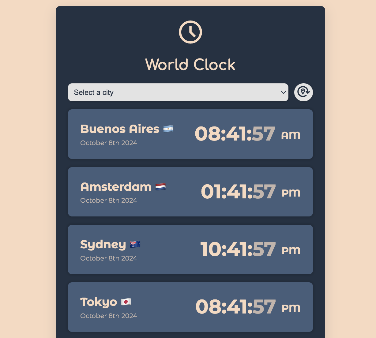 World clock app preview